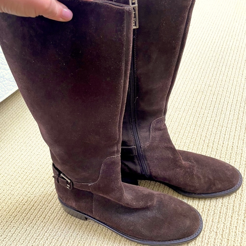 Calvin Klein Rumer Brown Leather Boots GUC